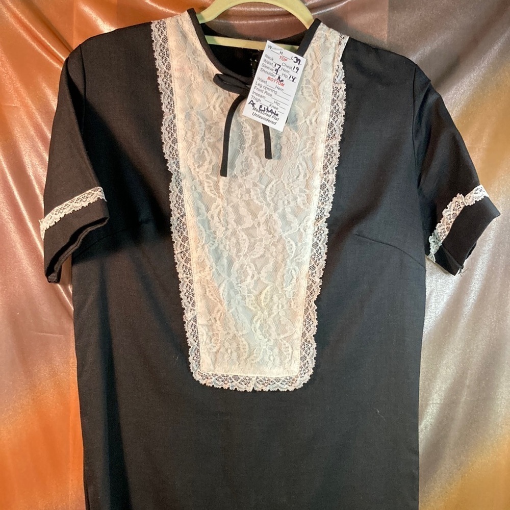 VINTAGE 1960’s black and white dress Wednesday vibes 38” chest 32” waist 200 ACE